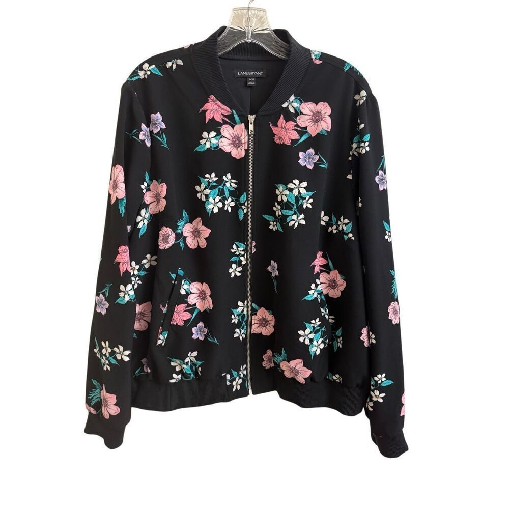Lane Bryant Black Floral Bomber Jacket Size 18 - 20